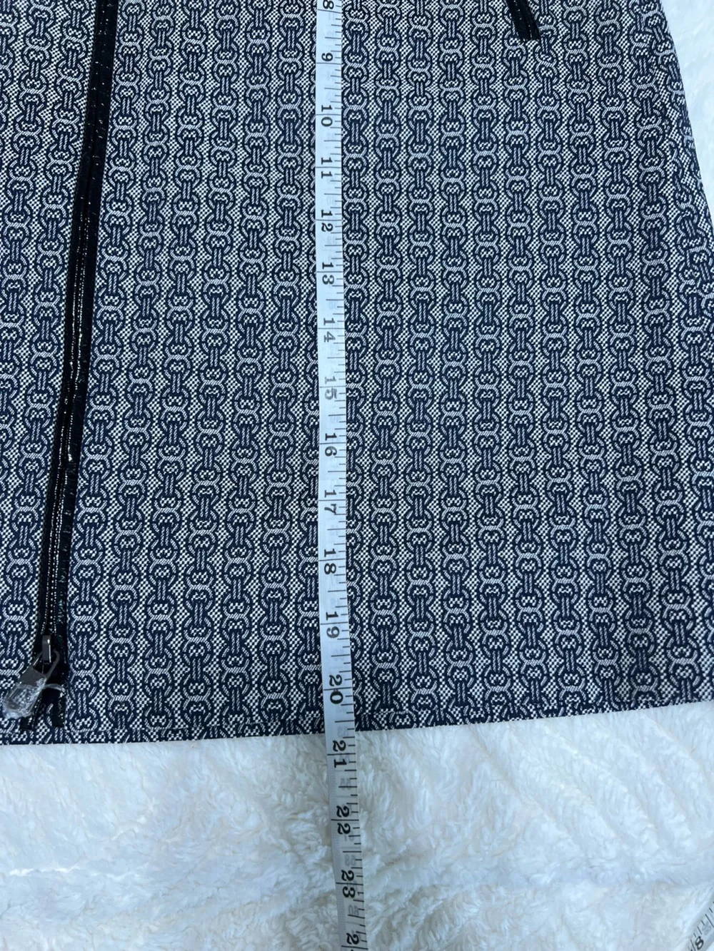 Tory Burch Chaumont Skirt Size 6 NWT Navy Ivory Gemini Print A-Line Zip Front